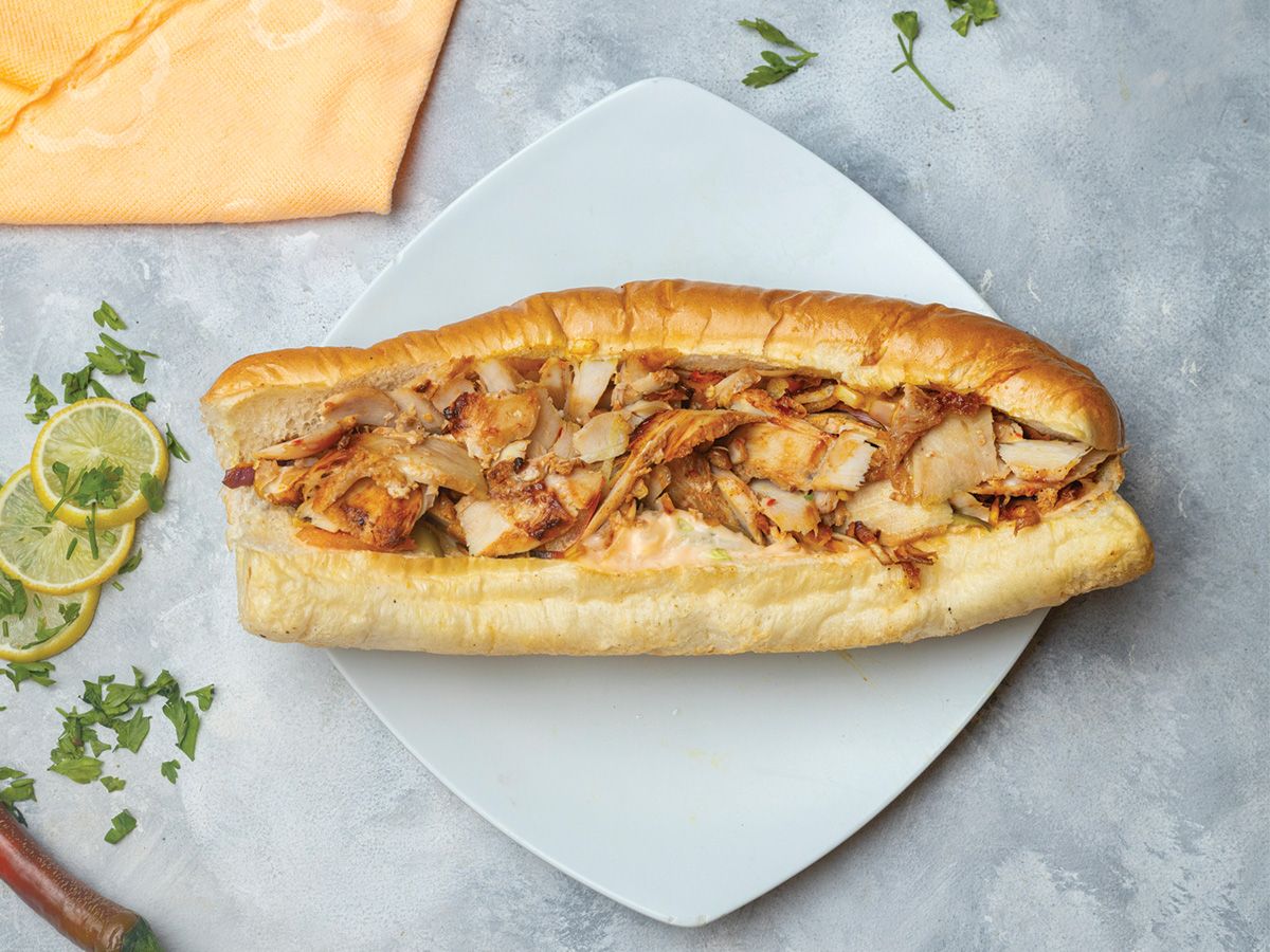 Chicken Shawerma Sandwich Vienna Bread
