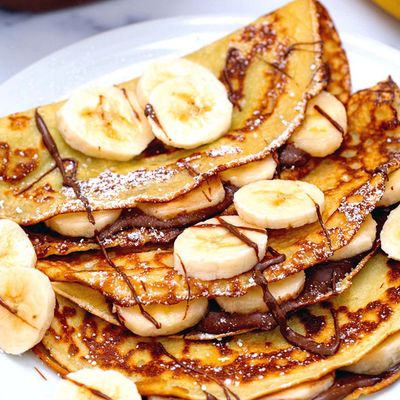 Chocolate, nuts, and banana crepe