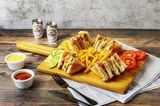 Salami With Cheddar Cheese Club Sandwich
