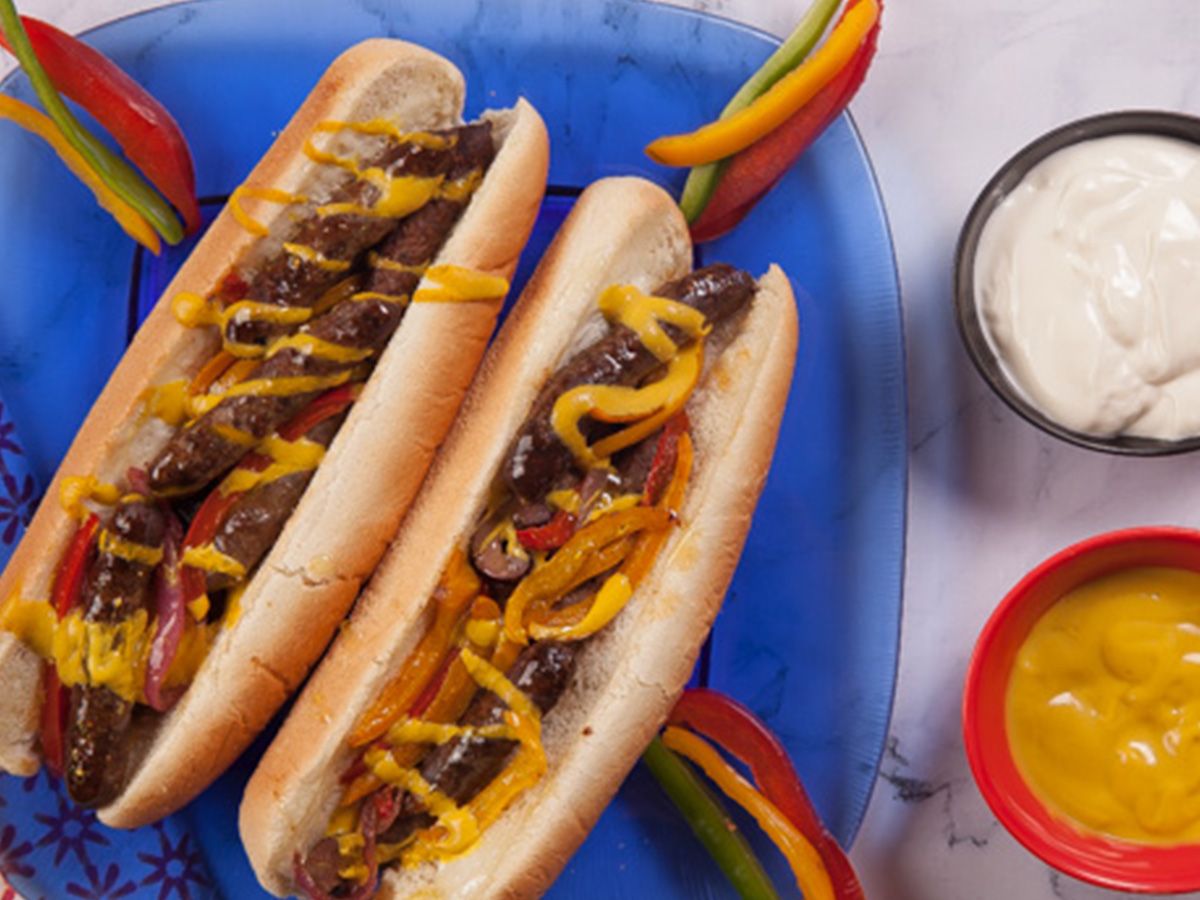 Sausages and pastrami sandwich