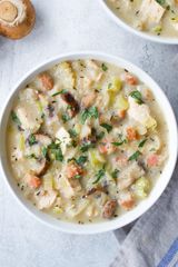 Cream With Mushroom Pieces And Chicken Soup