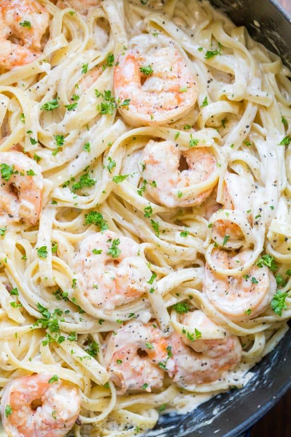 White Sauce Pasta With Boneless Shrimp