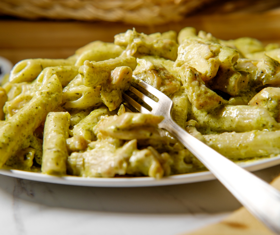 Pesto Penne Pasta With Creamy Sauce