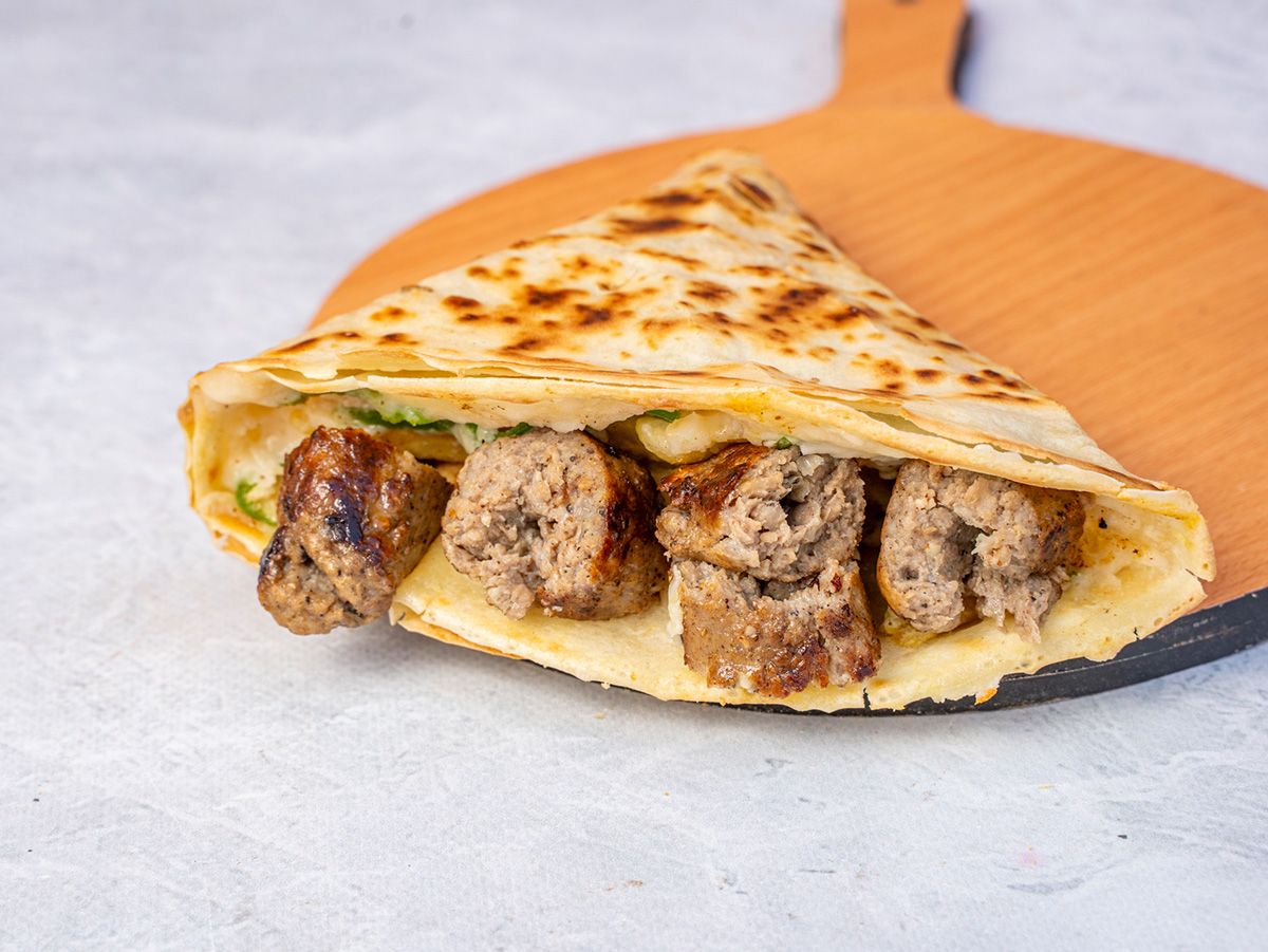 Pane and Kofta or Burger with Potatoes Crepe