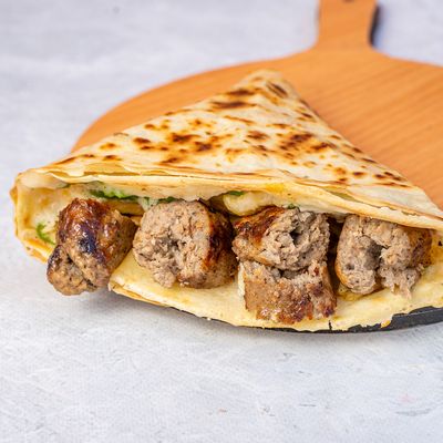 Pane and Kofta or Burger with Potatoes Crepe