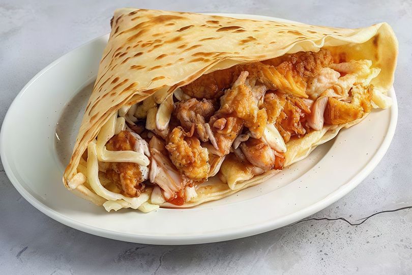 Crepe Potatoes And Crispy Chicken