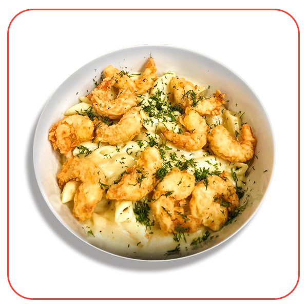 Crispy Fried Shrimp Pasta