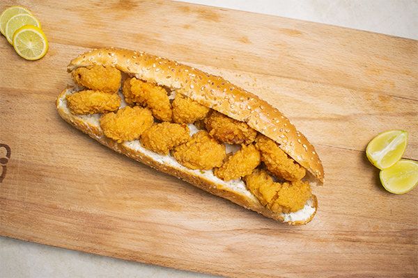 Crispy shrimp in Baladi Bread Sandwich