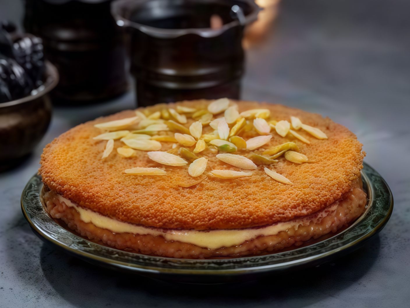 Kunafa Basbousa Custard Pie