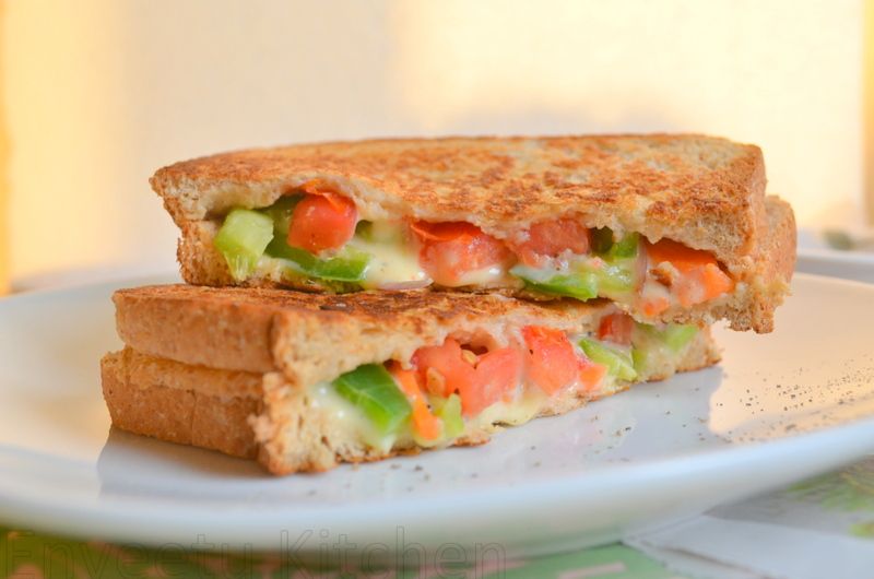 Mixed Vegetables And Cheese Sandwich