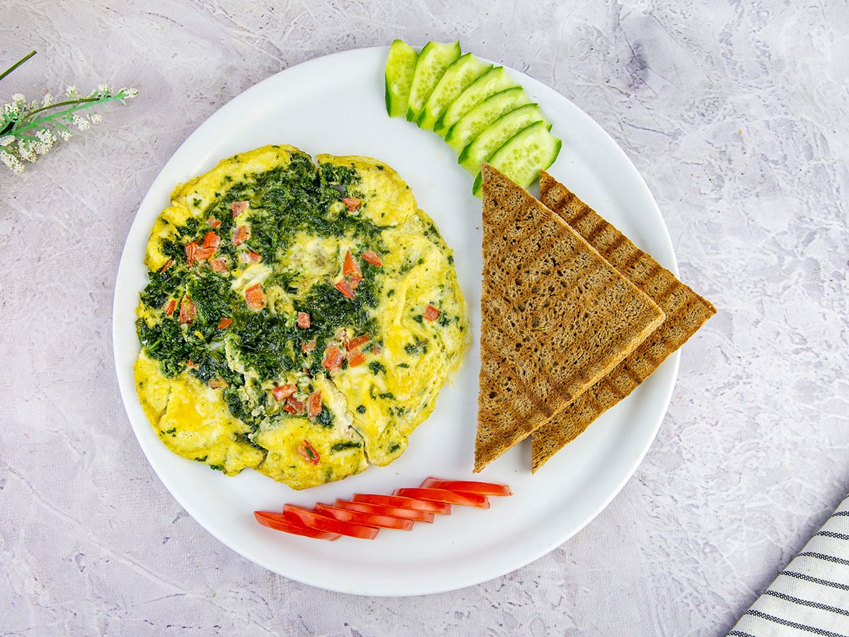 tomato spinach scramble omelette
