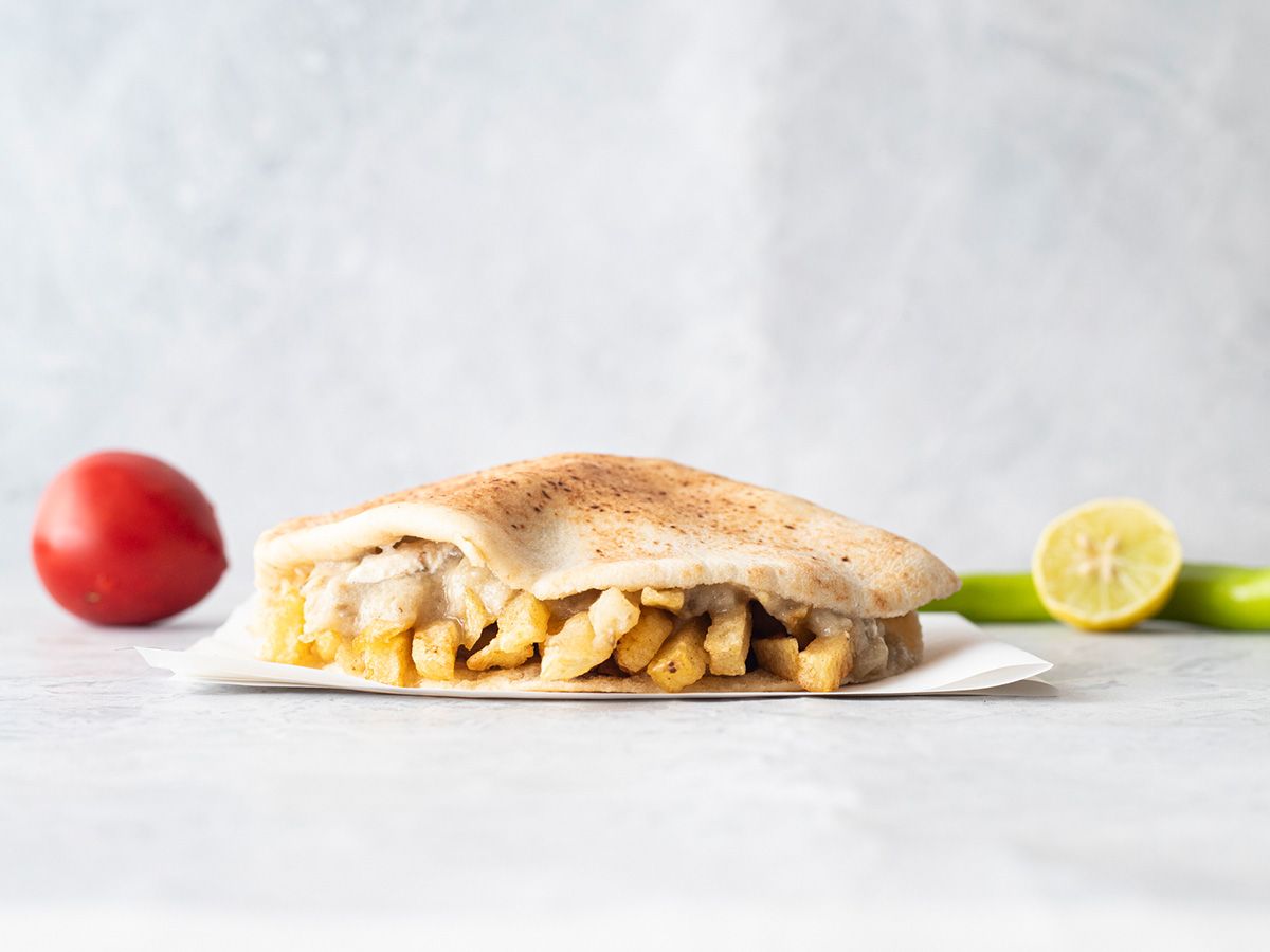 Fries With Baba Ghannough Sandwich