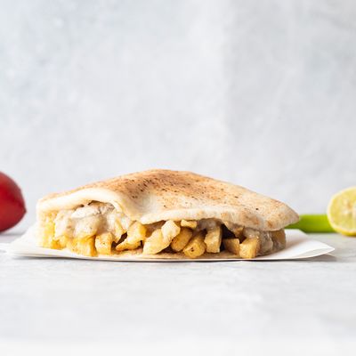 Fries With Baba Ghannough Sandwich
