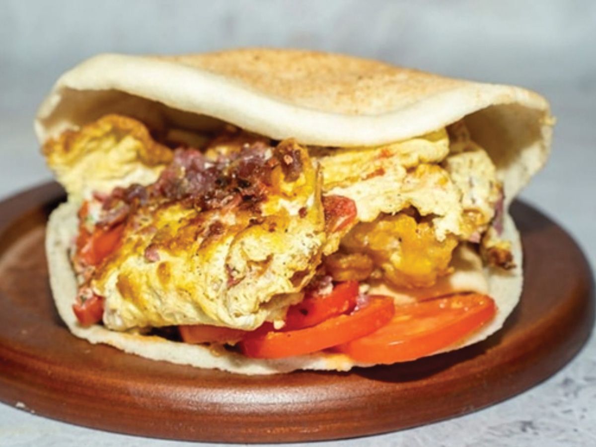 Egg on Baba Ghannoug sandwich