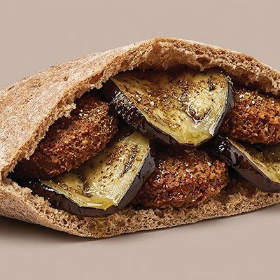Falafel sandwich with eggplant