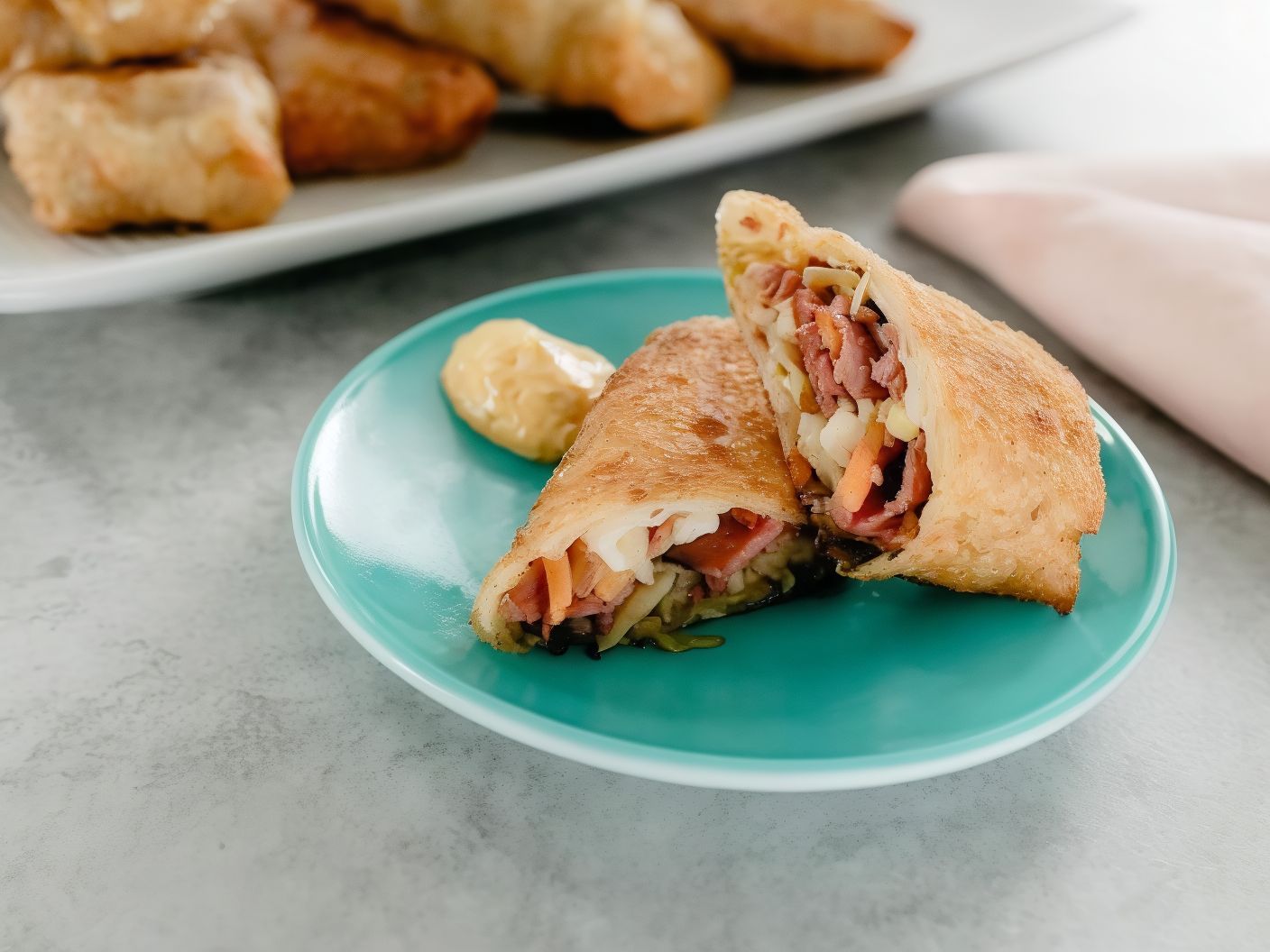 Eggs with Pastrami Roll Sandwich