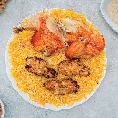 Half chicken and an eighth kilo shish tawook