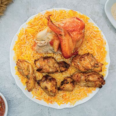 Quarter chicken and quarter kilo shish tawook