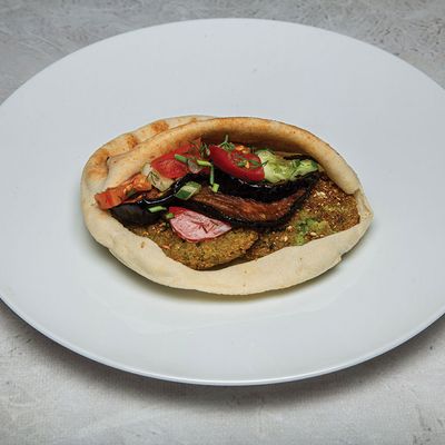 Falafel sandwich with eggplant