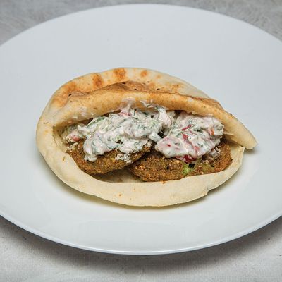 Falafel sandwich with feta