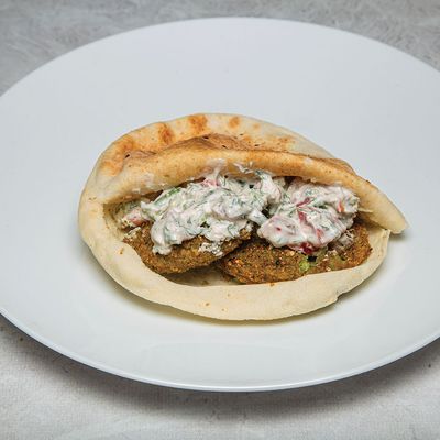 Falafel sandwich on Quraish cheese