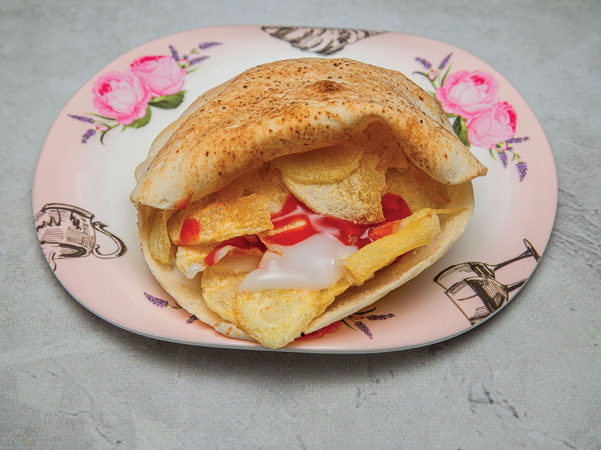 Chips Sandwich with Ketchup and Mayonnaise