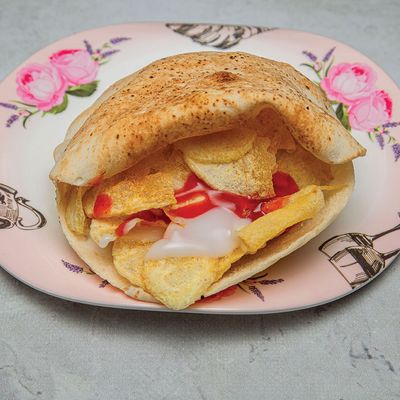 Chips Sandwich with Ketchup and Mayonnaise