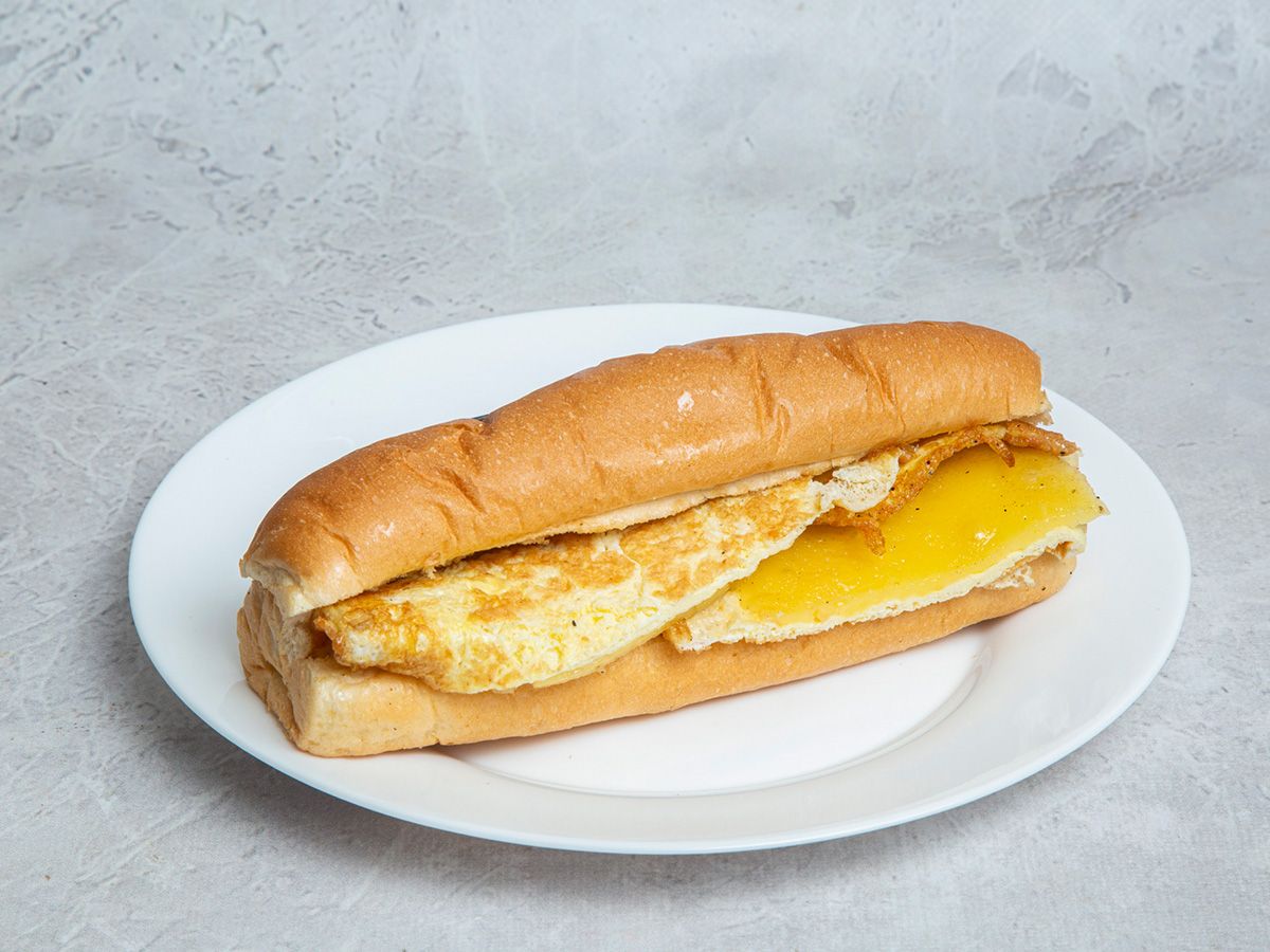 Cheddar omelette bun or french Sandwich