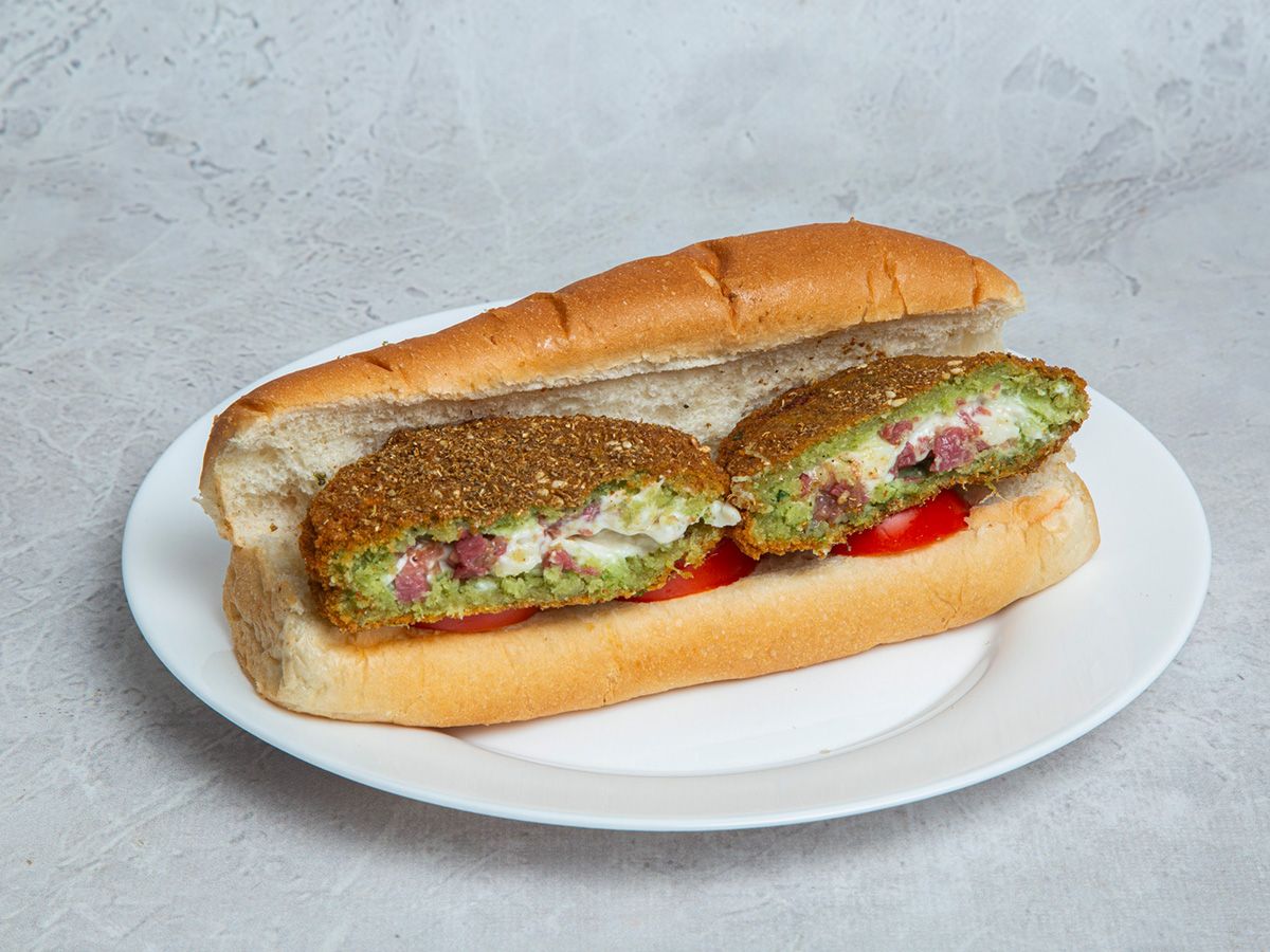 Falafel Tabakh pastrami bun or french Sandwich