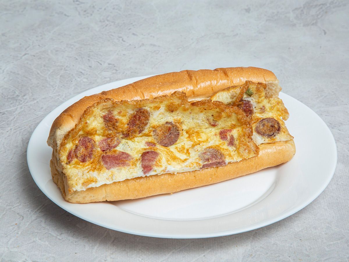omelette hot dog bun or French Sandwich