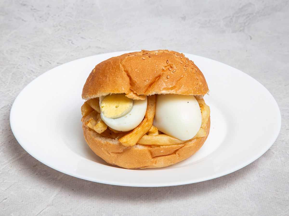 potatoes boiled eggs bun or french Sandwich