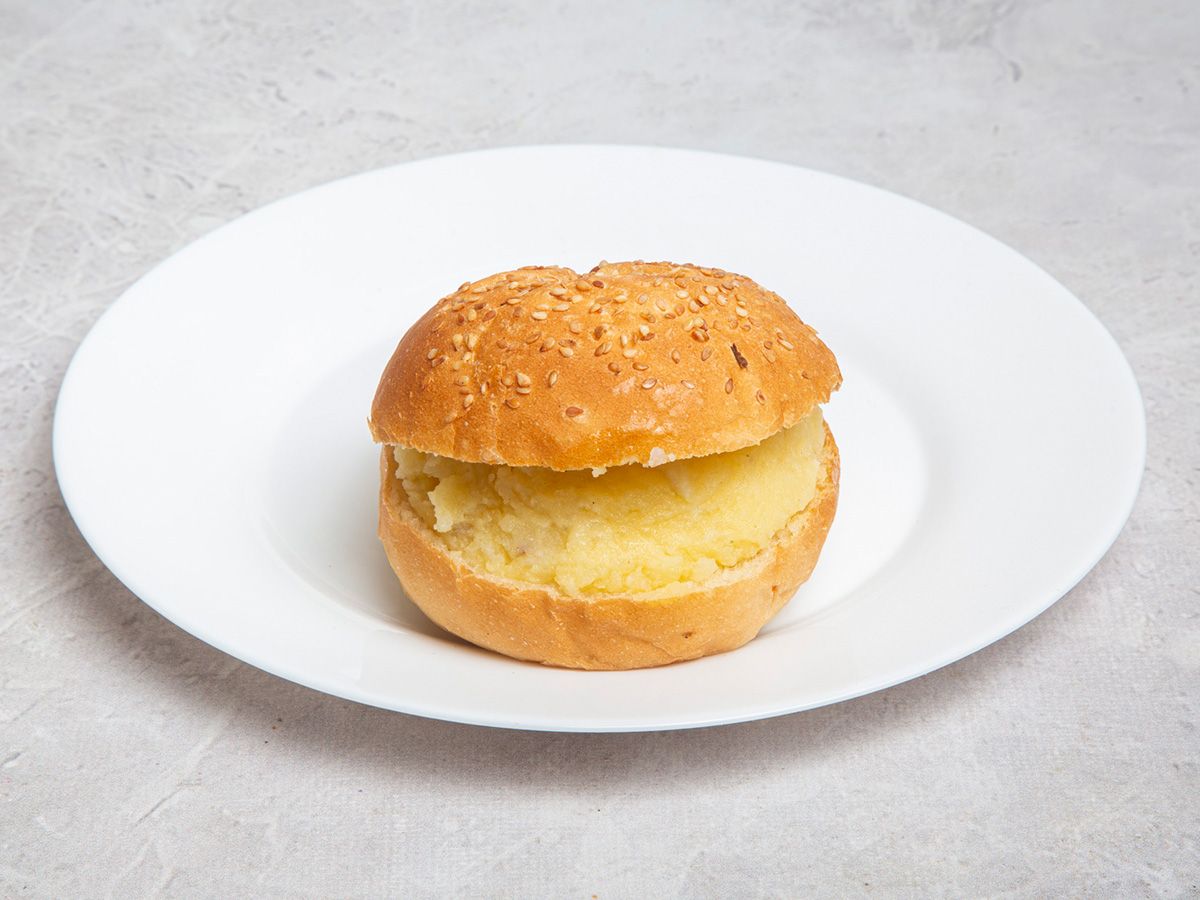 Puree potatoes butter bun or french Sandwich