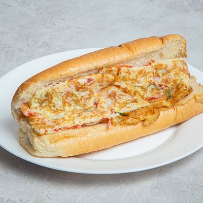 Vegetable omelette only bun or french Sandwich