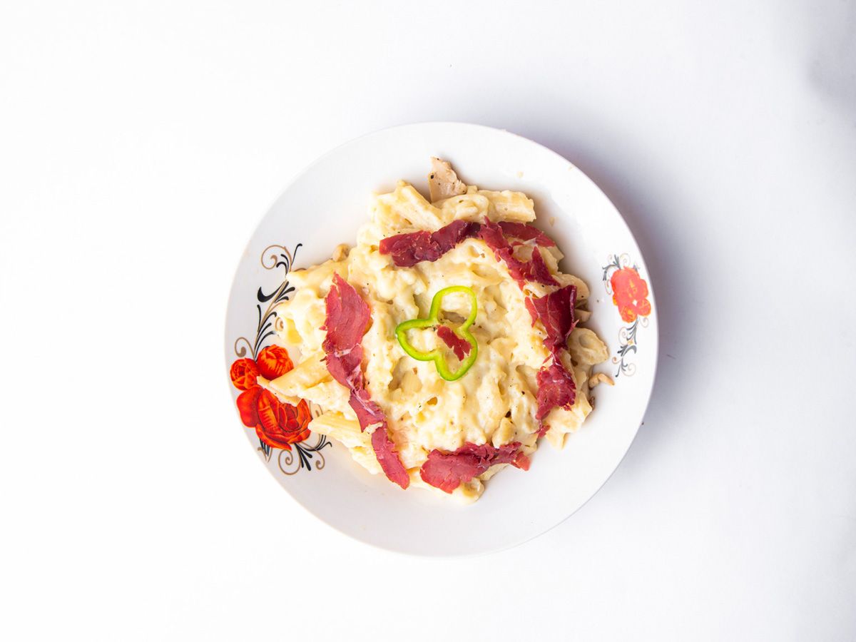 Pasta With Pastrami And White Sauce