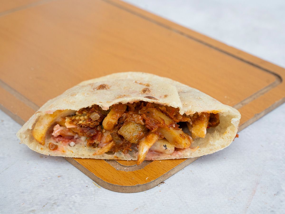 Potato sandwich on moussaka
