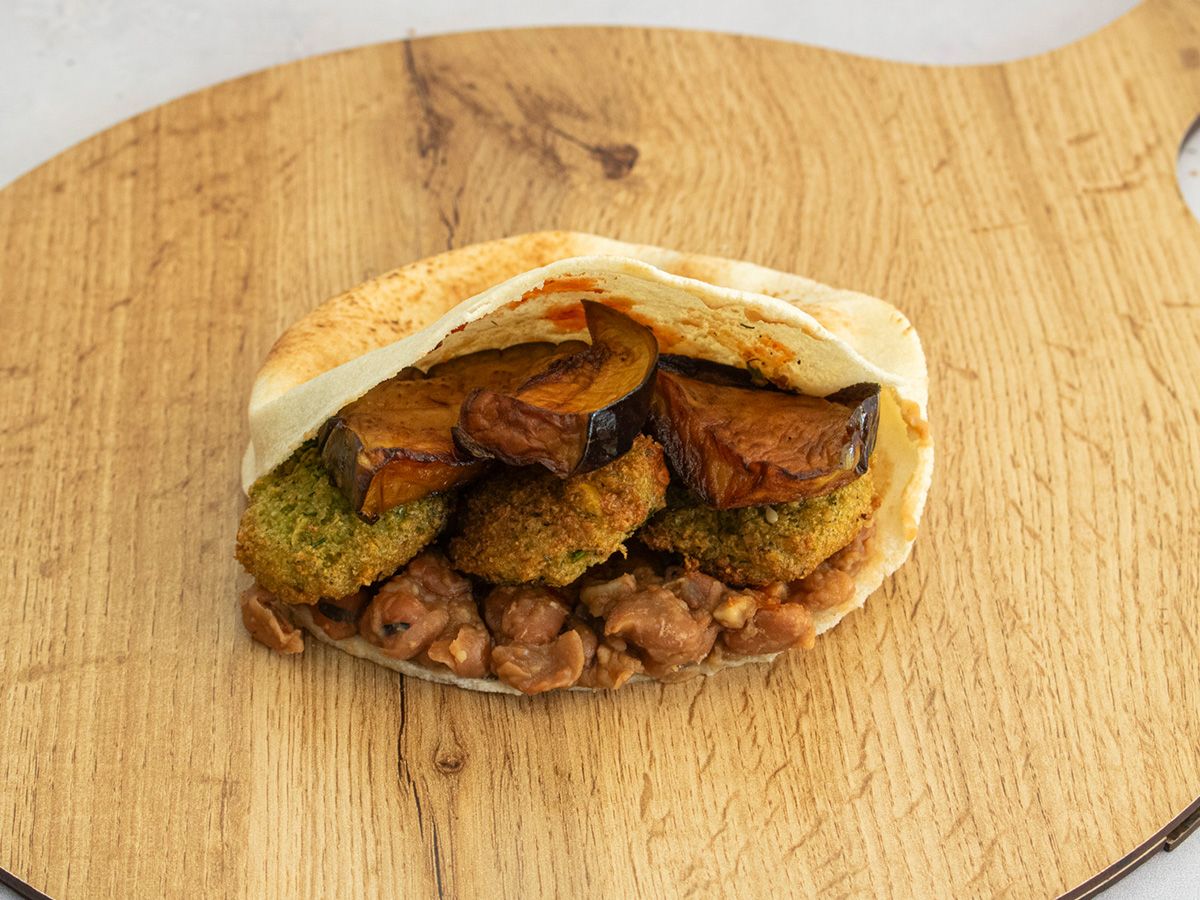 Bean Sandwich With Falafel And Eggplant