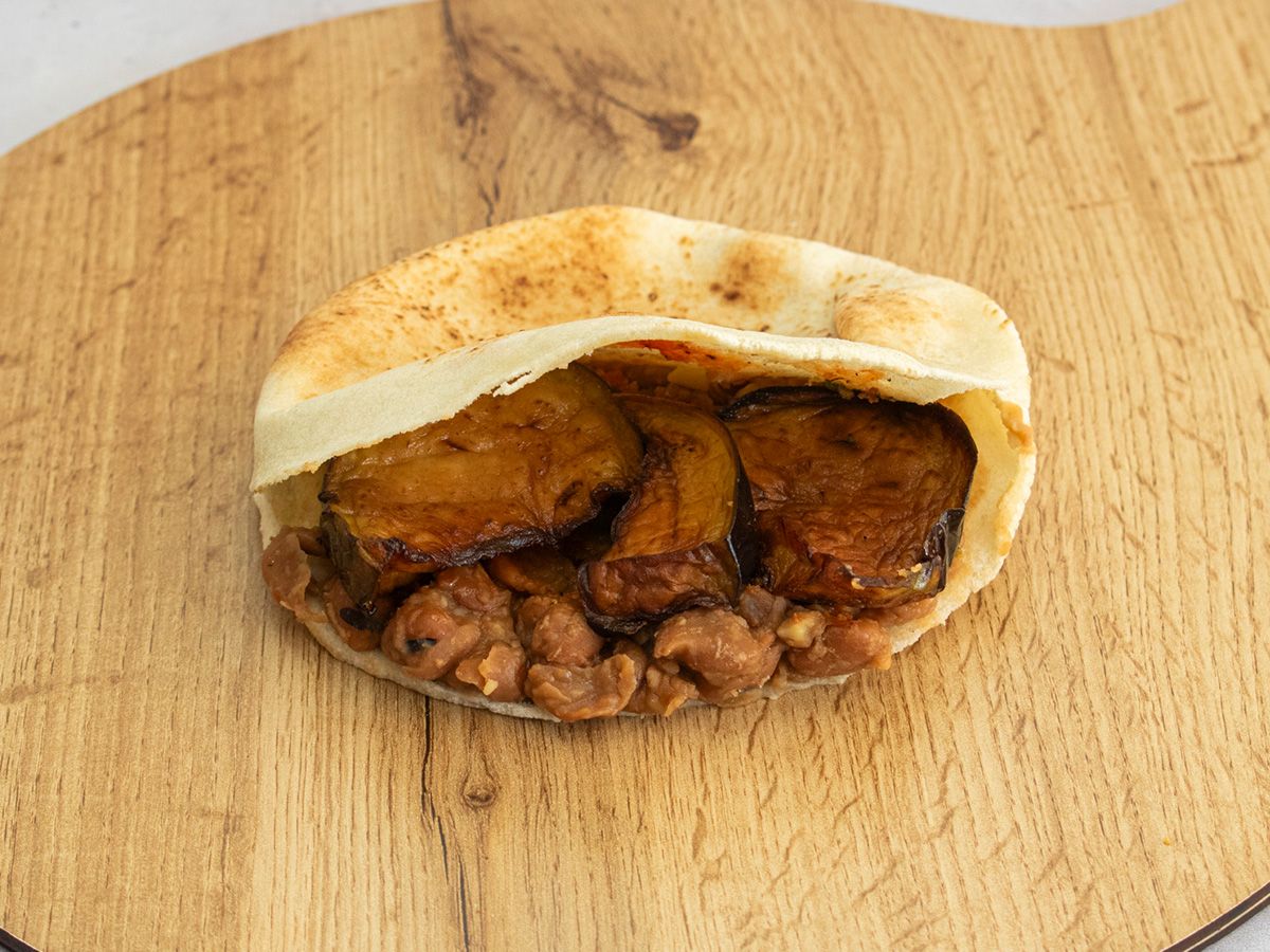 Foul With Eggplant Sandwich