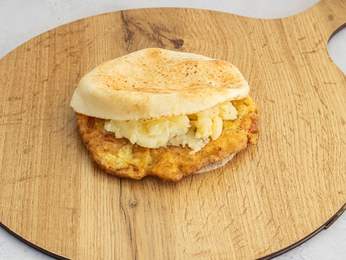 Mashed Sandwich On Omelette Eggs