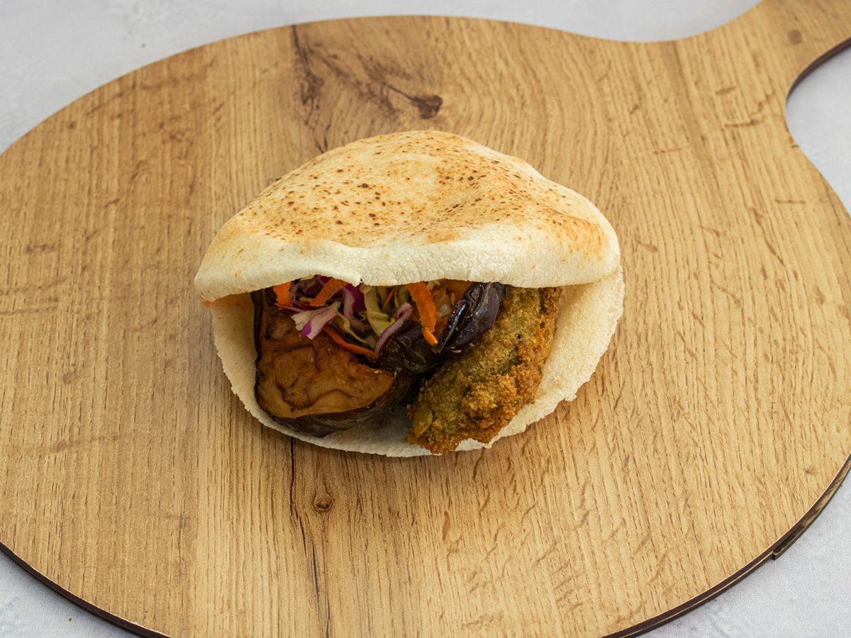 Falafel Sandwich On Eggplant