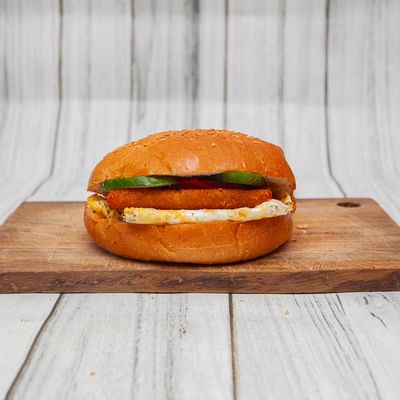 Fried Cheese Sandwich with Omelette on Kaiser or French Bread