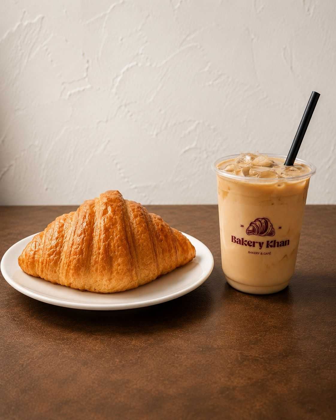 Iced Latte And Croissant Plain