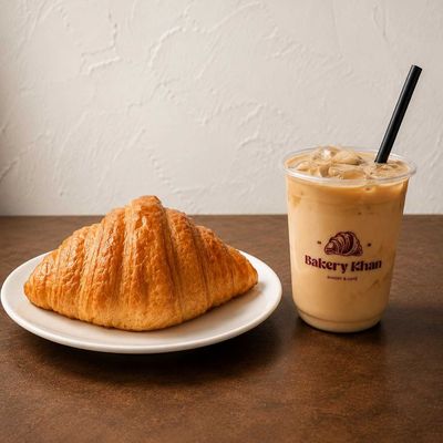 Iced Latte And Croissant Plain