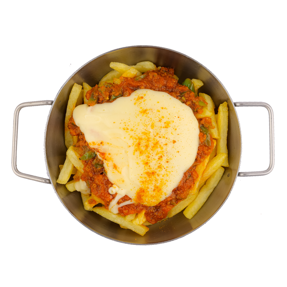 French Fries And Minced Meat With Cheese