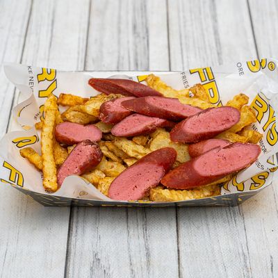 French Fries With Hot Dog Cheese Sauce
