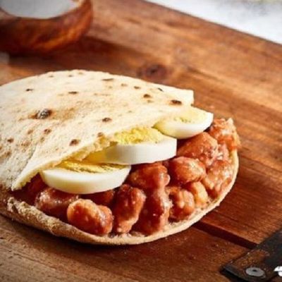 Falafel or fava beans with eggs
