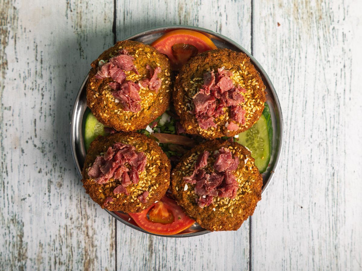 Pastrami falafel patty