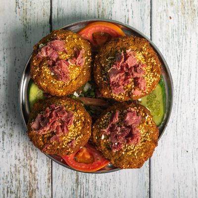 Pastrami falafel patty