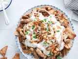 Fatteh meal with chicken