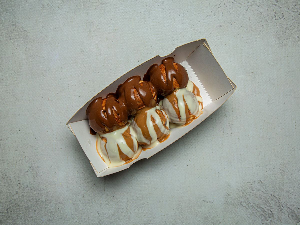 Puffy Pancakes: Half Chocolate & Half White Chocolate with Lotus