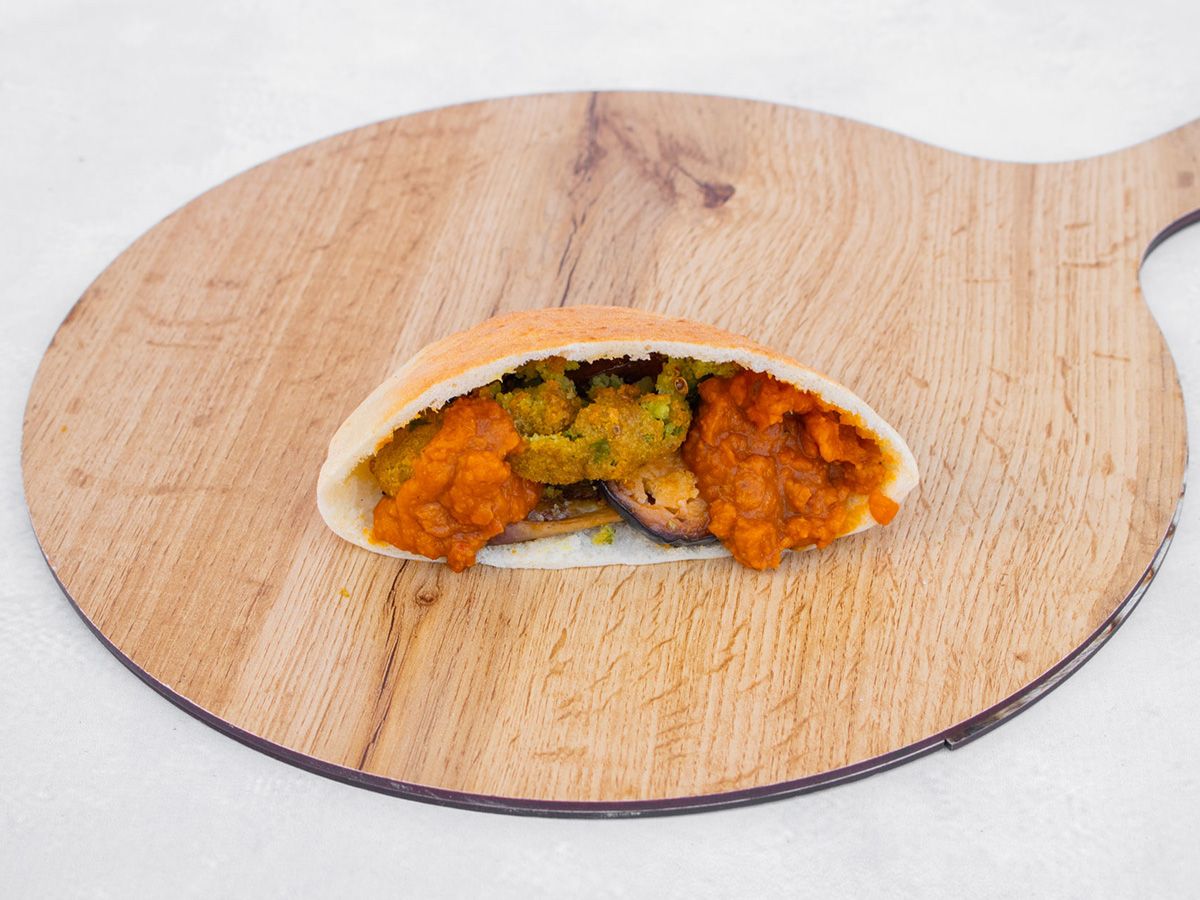 Bean Sandwich With Falafel And Eggplant